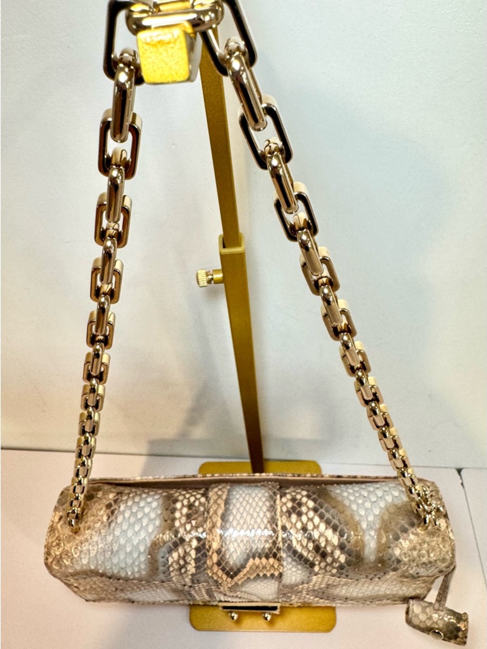Christian Dior Perle Bronze Python Miss Dior Medium Flap Bag W Gold Chain Strap - Picture 6 of 16